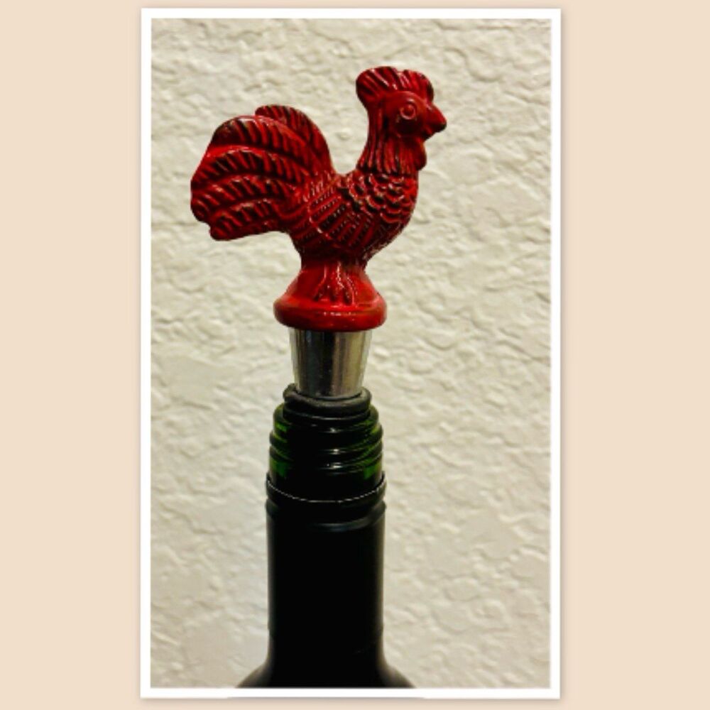 Red Rooster Themed Wine Bottle Stopper